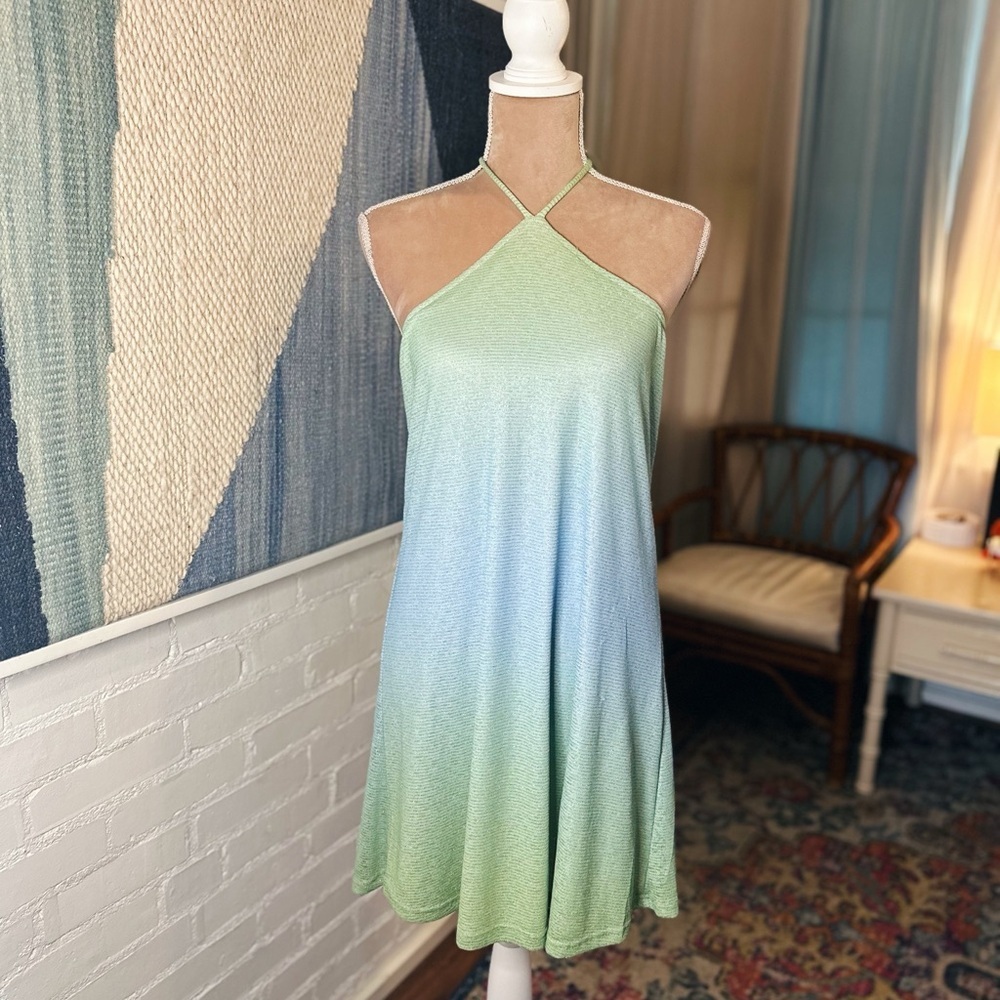 Princess Polly Gradient Halter Mini Dress in Mint to Sky Blue